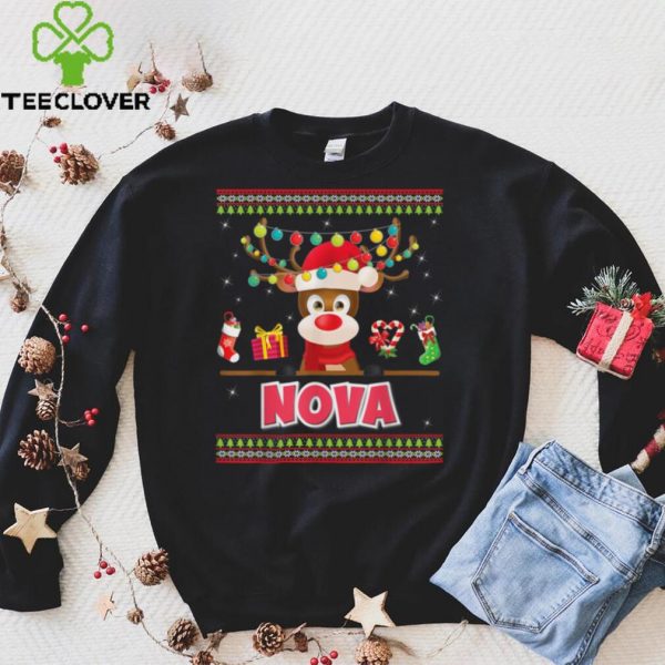 Official Cute Reindeer Nova Merry Christmas Light Santa Hat Sweater T Shirt