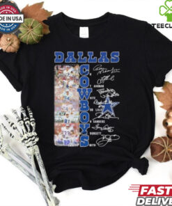Official Dallas Cowboys Football Signature Unisex T-Shirt with a sleek design featuring player signatures and team pride, perfect for Cowboys fans.