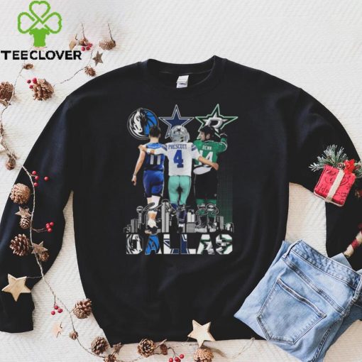 Official Dallas Mavericks Doncic 11 Dallas Cowboys Prescott 4 Dallas Stars Benn 14 Signatures Dallas City Shirt