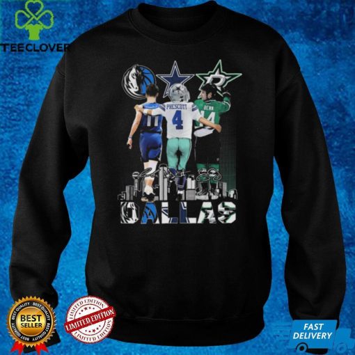 Official Dallas Mavericks Doncic 11 Dallas Cowboys Prescott 4 Dallas Stars Benn 14 Signatures Dallas City Shirt