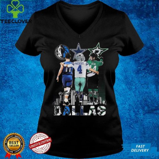 Official Dallas Mavericks Doncic 11 Dallas Cowboys Prescott 4 Dallas Stars Benn 14 Signatures Dallas City Shirt