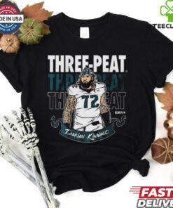 Official Darian Kinnard Three Peat Philadelphia Eagles NFL Football t shirt