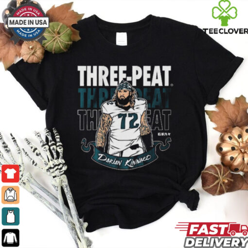 Official Darian Kinnard Three Peat Philadelphia Eagles NFL Football t shirt