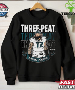 Official Darian Kinnard Three Peat Philadelphia Eagles NFL Football t shirt
