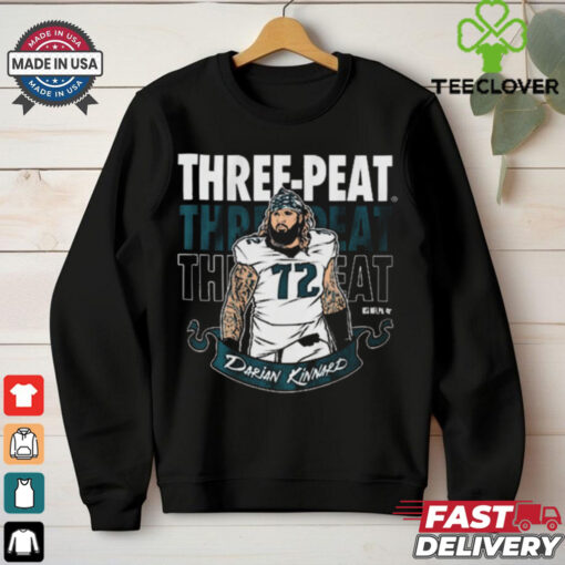Official Darian Kinnard Three Peat Philadelphia Eagles NFL Football t shirt
