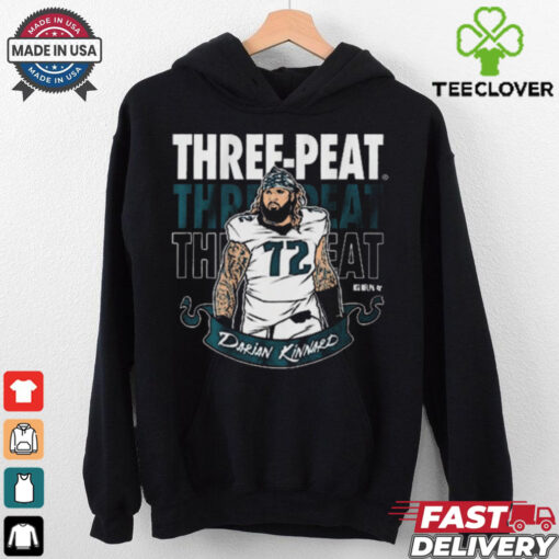 Official Darian Kinnard Three Peat Philadelphia Eagles NFL Football t shirt