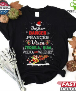 Official Dasher Dancer Prancer Vixen Tequila Rum Vodka Whiskey Wine Christmas Shirt