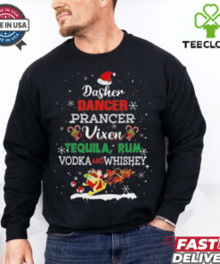Official Dasher Dancer Prancer Vixen Tequila Rum Vodka Whiskey Wine Christmas Shirt