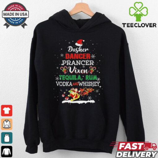Official Dasher Dancer Prancer Vixen Tequila Rum Vodka Whiskey Wine Christmas Shirt