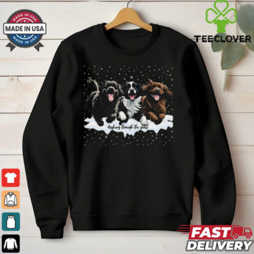 Official Dashing through the snow newfoundland dogs Christmas 2024 T shirt