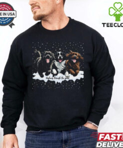 Official Dashing through the snow newfoundland dogs Christmas 2024 T shirt
