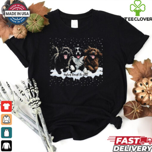 Official Dashing through the snow newfoundland dogs Christmas 2024 T shirt
