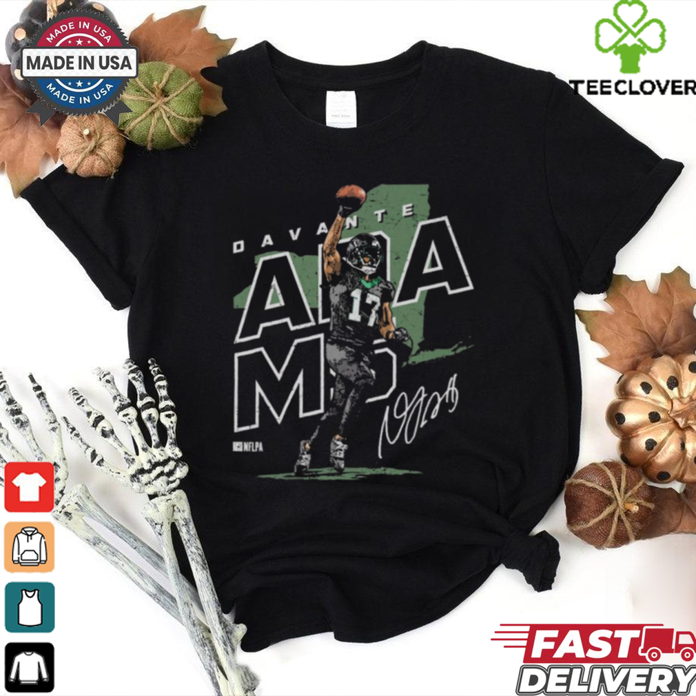Official Davante Adams New York Jets NFL Player Map Signature t shirt Official Davante Adams New York Jets NFL Player Map Signature t shirt