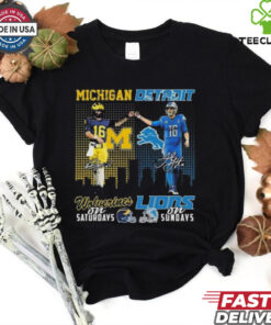 Official Davis Warren Michigan Wolverines On Saturdays x Jared Goff’s Detroit Lions On Sundays Signatures 2024 Shirt