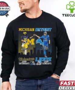 Official Davis Warren Michigan Wolverines On Saturdays x Jared Goff’s Detroit Lions On Sundays Signatures 2024 Shirt