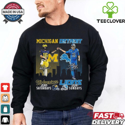 Official Davis Warren Michigan Wolverines On Saturdays x Jared Goff’s Detroit Lions On Sundays Signatures 2024 Shirt