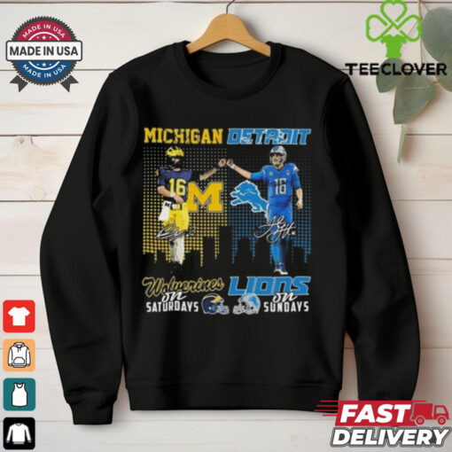 Official Davis Warren Michigan Wolverines On Saturdays x Jared Goff’s Detroit Lions On Sundays Signatures 2024 Shirt