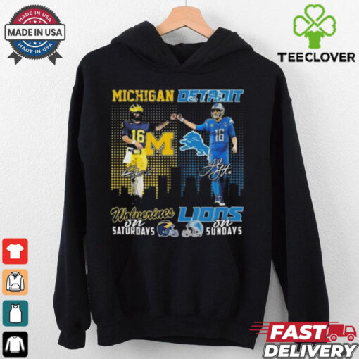 Official Davis Warren Michigan Wolverines On Saturdays x Jared Goff’s Detroit Lions On Sundays Signatures 2024 Shirt