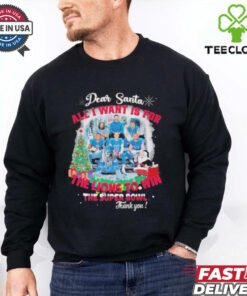 Official Dear Santa All I Want Is For The Detroit Lions To Win The Soper Bowl Christmas T Shirt