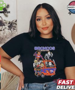 Official Denver Broncos NFL Horror Characters Movie Hippie Halloween Shirt