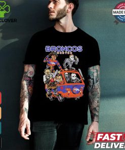 Official Denver Broncos NFL Horror Characters Movie Hippie Halloween Shirt