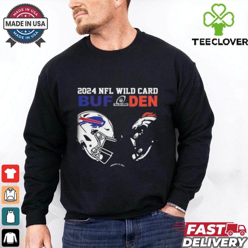 Official Denver Broncos Vs Buffalo Bills 2024 NFL Wild Card Matchup T shirt Official Denver Broncos Vs Buffalo Bills 2024 NFL Wild Card Matchup T shirt