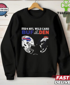 **Official Denver Broncos Vs Buffalo Bills 2024 NFL Wild Card Matchup T-Shirt** – Celebrate the intense rivalry with this official shirt featuring the Denver Broncos and Buffalo Bills in the 2024 NFL Wild Card matchup. A must-have for fans gearing up for the game!