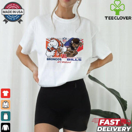 Official Denver Broncos Vs Buffalo Bills Football AFC Wild Card Matchups NFL Football Playoffs Mascot Eric Poole Painting t shirt