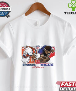 Official Denver Broncos Vs Buffalo Bills Football AFC Wild Card Matchups NFL Football Playoffs Mascot Eric Poole Painting t shirt