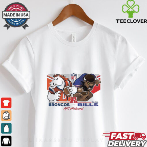Official Denver Broncos Vs Buffalo Bills Football AFC Wild Card Matchups NFL Football Playoffs Mascot Eric Poole Painting t shirt