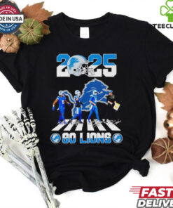 Official Detroit Lions 2025 Players Signatures Go Lions Shirt with a bold design featuring player signatures, perfect for Lions fans celebrating the 2025 season.