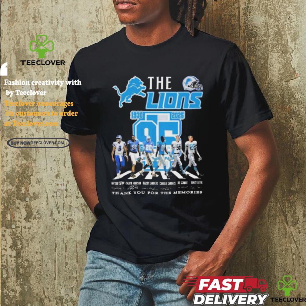 Official Detroit Lions 95 Years Of Legends 1930 2025 Thank You Signatures shirt Official Detroit Lions 95 Years Of Legends 1930 2025 Thank You Signatures shirt