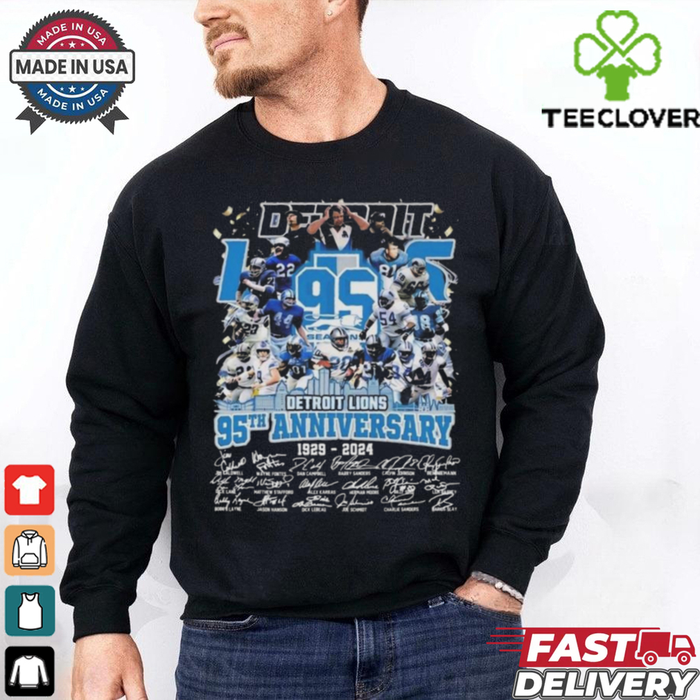 Official Detroit Lions 95th Anniversary 1929 2024 Thank You Signatures Shirt Official Detroit Lions 95th Anniversary 1929 2024 Thank You Signatures Shirt