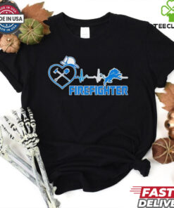 Official Detroit Lions Heartbeat Firefighter Shirt featuring a powerful design that combines the passion for the Lions with the dedication of a firefighter. Show your love for the team and your profession with this unique, heartfelt apparel.