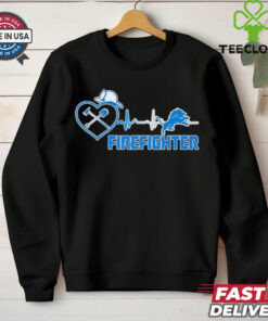 Official Detroit Lions Heartbeat Firefighter Shirt featuring a powerful design that combines the passion for the Lions with the dedication of a firefighter. Show your love for the team and your profession with this unique, heartfelt apparel.