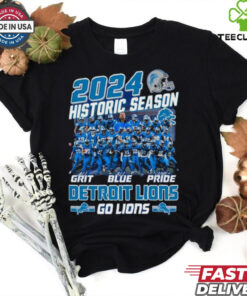 Official Detroit Lions Historic Season Go Lions With Grit Blue Pride 2024 T shirts