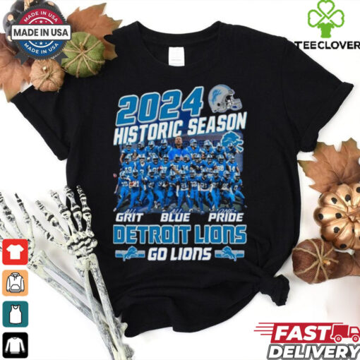 Official Detroit Lions Historic Season Go Lions With Grit Blue Pride 2024 T shirts