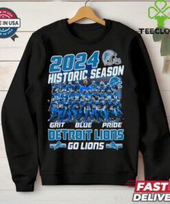 Official Detroit Lions Historic Season Go Lions With Grit Blue Pride 2024 T shirts
