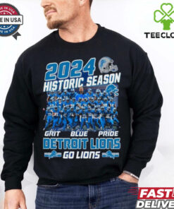 Official Detroit Lions Historic Season Go Lions With Grit Blue Pride 2024 T shirts