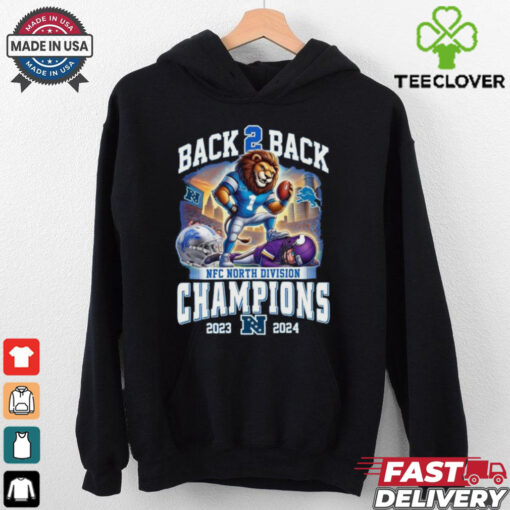 Official Detroit Lions NFC North Division Champions Back 2 Back 2023 2024 Mascot Shirt