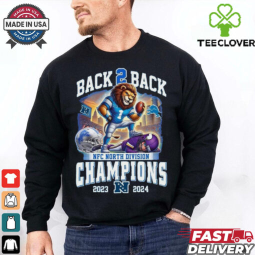 Official Detroit Lions NFC North Division Champions Back 2 Back 2023 2024 Mascot Shirt