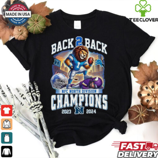 Official Detroit Lions NFC North Division Champions Back 2 Back 2023 2024 Mascot Shirt