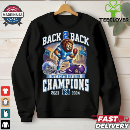 Official Detroit Lions NFC North Division Champions Back 2 Back 2023 2024 Mascot Shirt