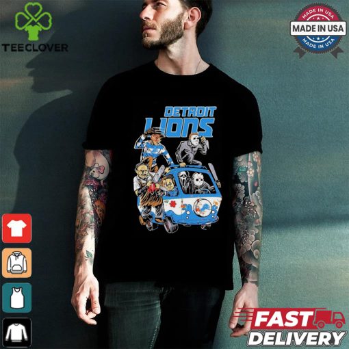 Official Detroit Lions NFL Horror Characters Movie Hippie Halloween Shirt