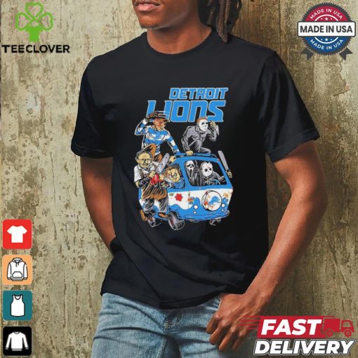 Official Detroit Lions NFL Horror Characters Movie Hippie Halloween Shirt
