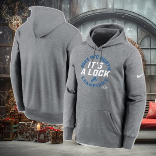 Official Detroit Lions Nike Heather Gray 2023 Nfc North Division Champions Locker Room Trophy Collection Pullover Hoodie