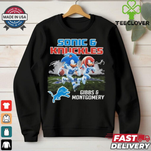 Official Detroit Lions Sonic Jahmyr Gibbs and Knuckles David Montgomery Shirt