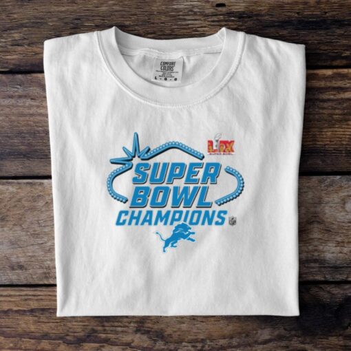 Official Detroit Lions Super Bowl LIX Champions Locker Room Logo Tee