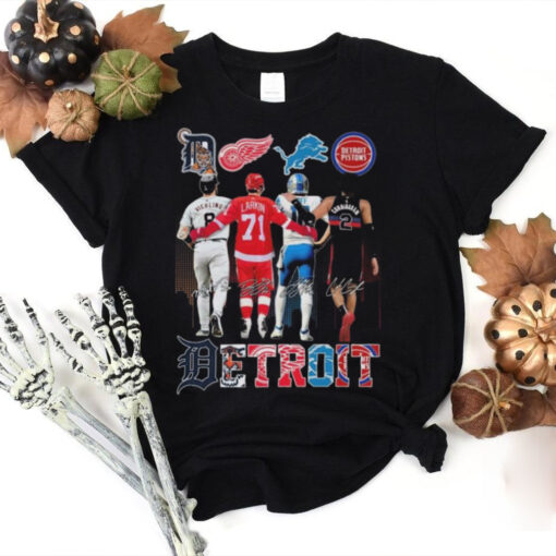 Official Detroit Sports Team Tigers x Wings x Lions x Pistons Signatures Shirt