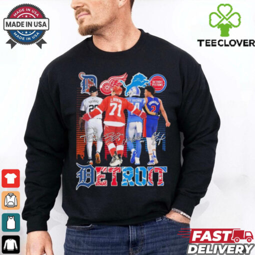 Official Detroit Sports Teams Tarik Skubal Dylan Larkin Amon Ra St. Brown and Cade Cunningham Signatures shirt